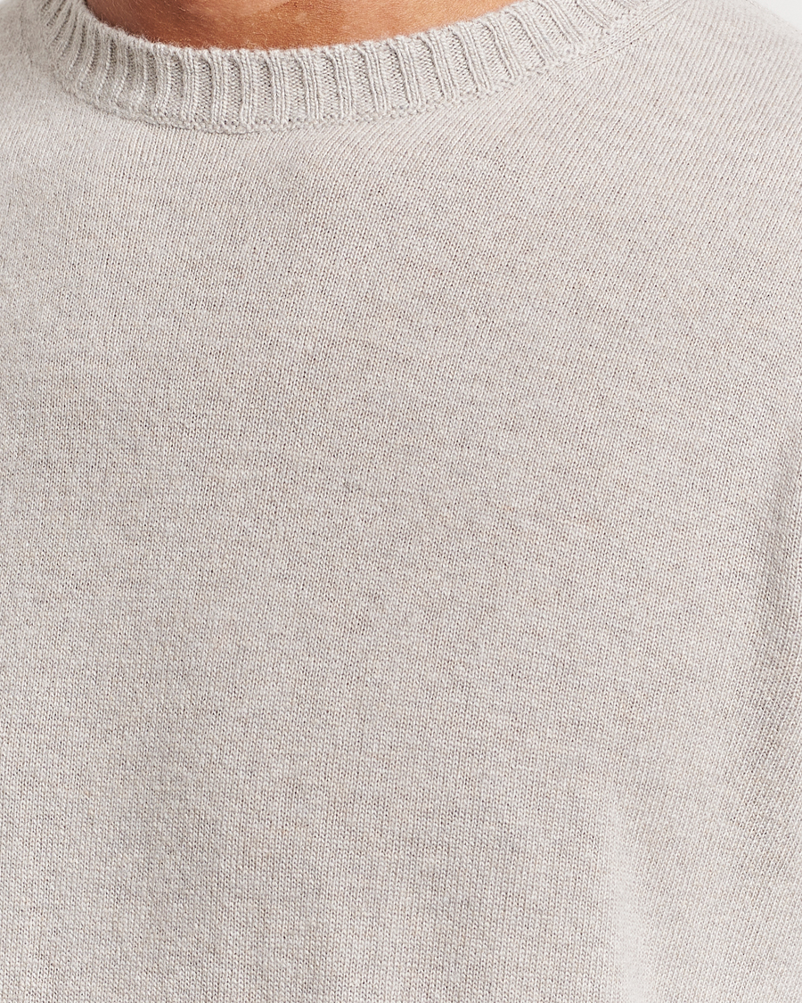 Herre | Trøjer | Oscar Jacobson | Valter Wool/Cashmere Round Neck Light Beige