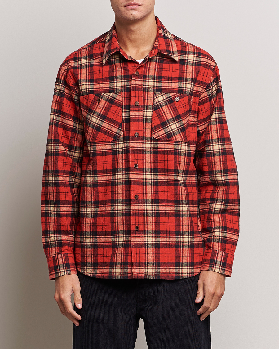 Herre |  | Nudie Jeans | Filip Flannel Checked Shirt Red