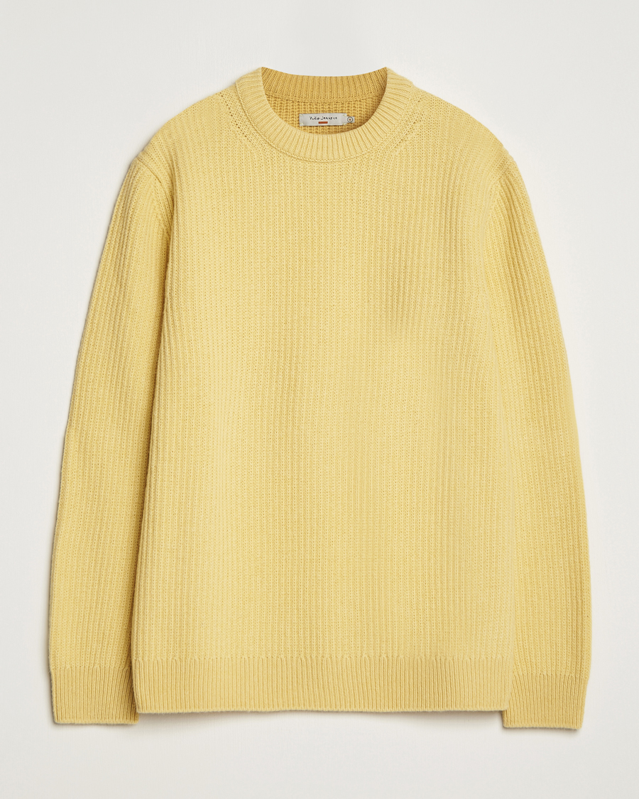 Herre | Trøjer | Nudie Jeans | August Wool Rib Knitted Sweater Citra Yellow