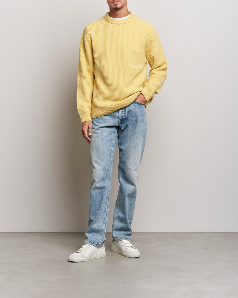 Herre | Trøjer | Nudie Jeans | August Wool Rib Knitted Sweater Citra Yellow