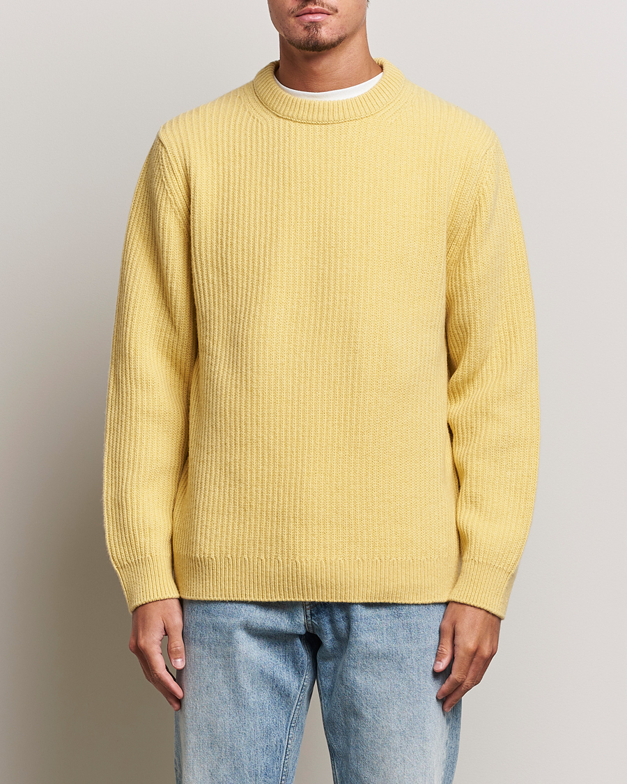 Herre | Trøjer | Nudie Jeans | August Wool Rib Knitted Sweater Citra Yellow