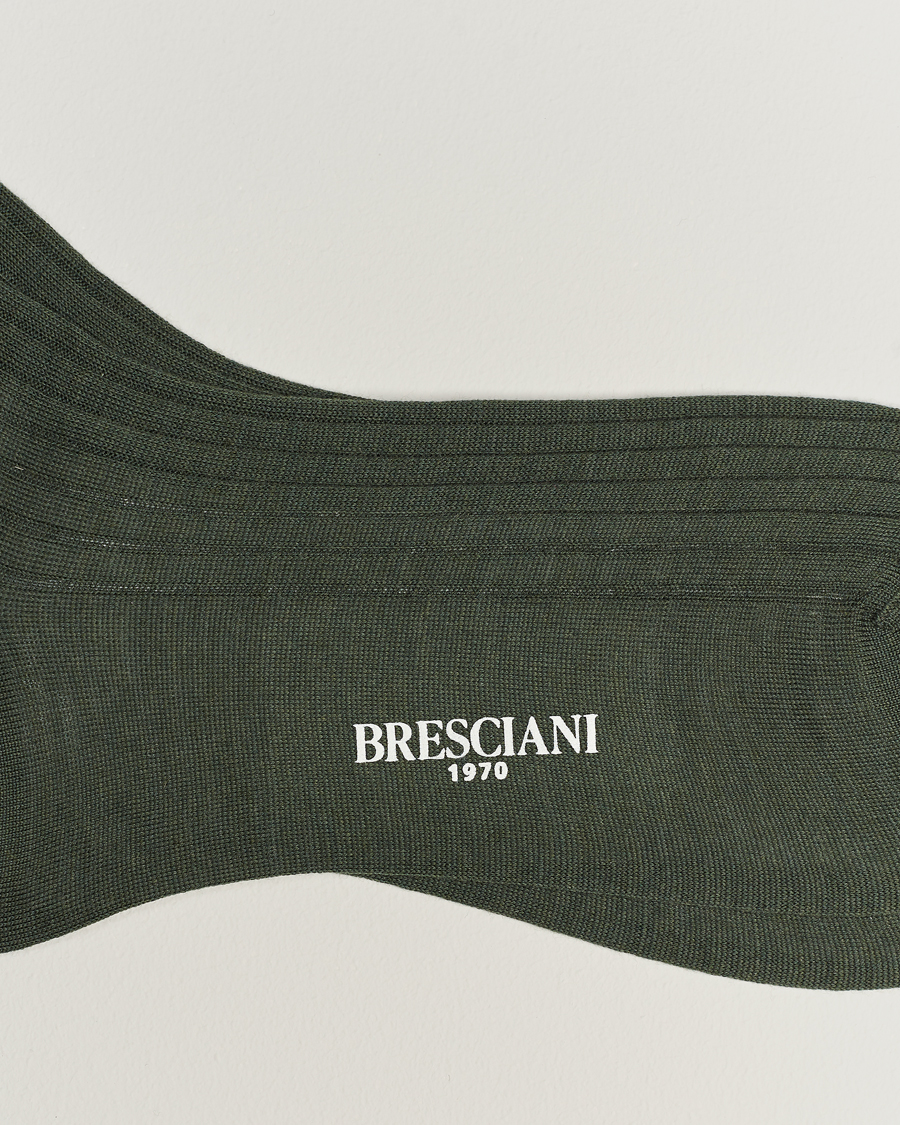 Herre | Formal Wear | Bresciani | Wool/Nylon Ribbed Short Socks Green