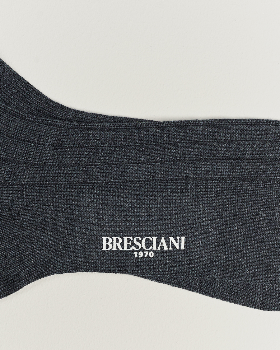 Herre |  | Bresciani | Wool/Nylon Heavy Ribbed Socks Grey Melange