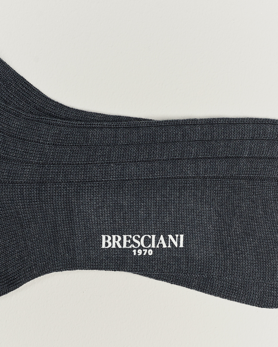 Herre | Undertøj | Bresciani | Wool/Nylon Heavy Ribbed Socks Grey Melange
