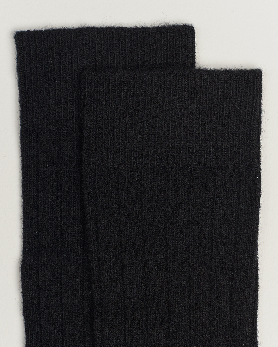 Herre |  | Bresciani | Wool/Cashmerer Ribbed Socks Black