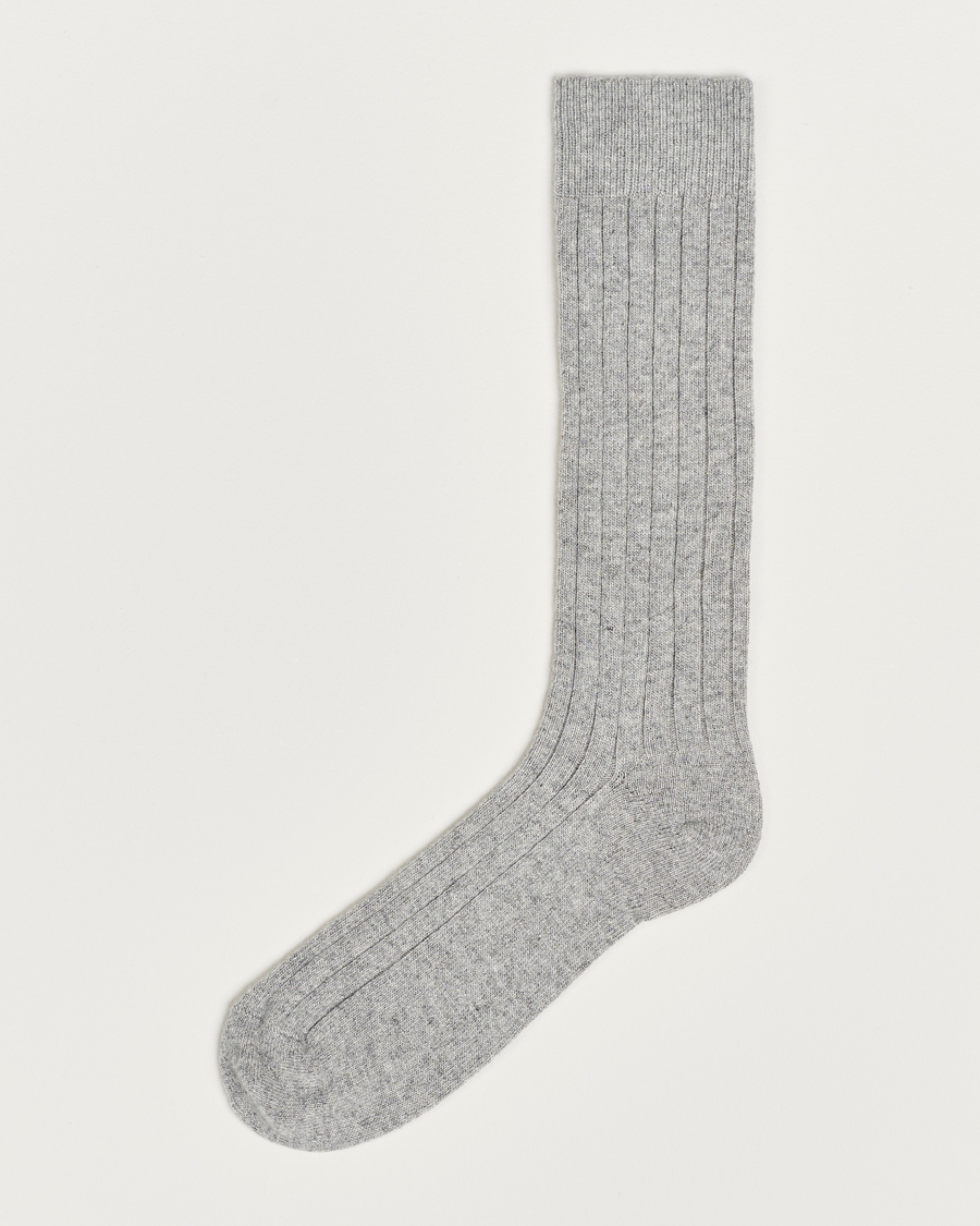 Herre | Undertøj | Bresciani | Wool/Cashmerer Ribbed Socks Light Grey