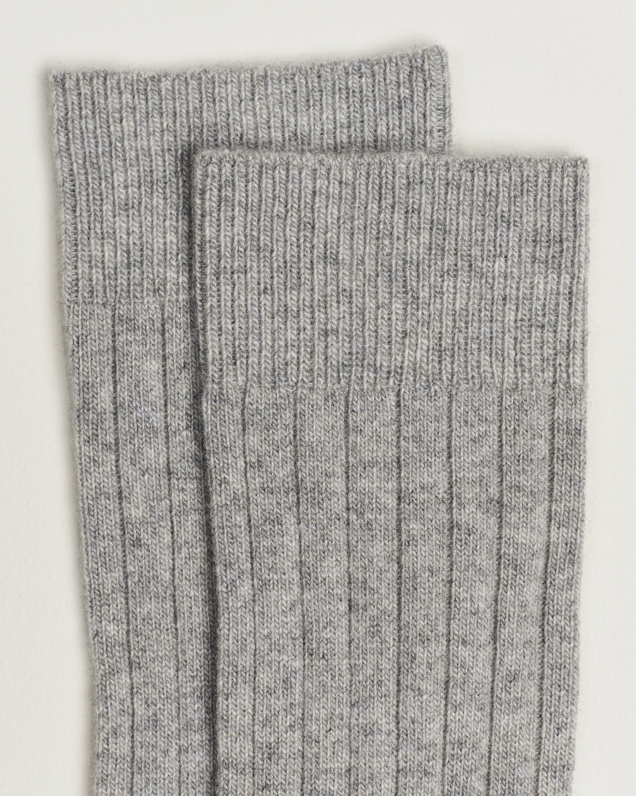 Herre | Undertøj | Bresciani | Wool/Cashmerer Ribbed Socks Light Grey