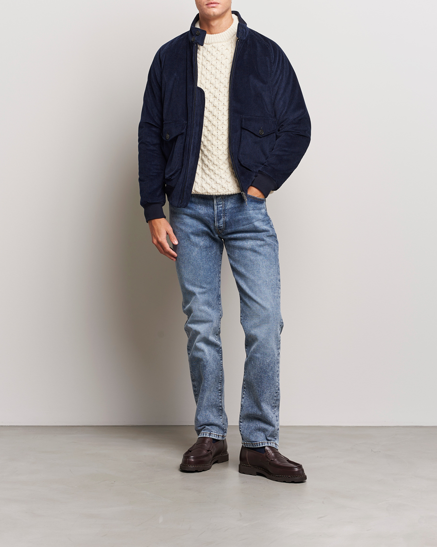 Herre | Jakker | Baracuta | G9 Pocket Padded Cord Harrington Jacket Navy