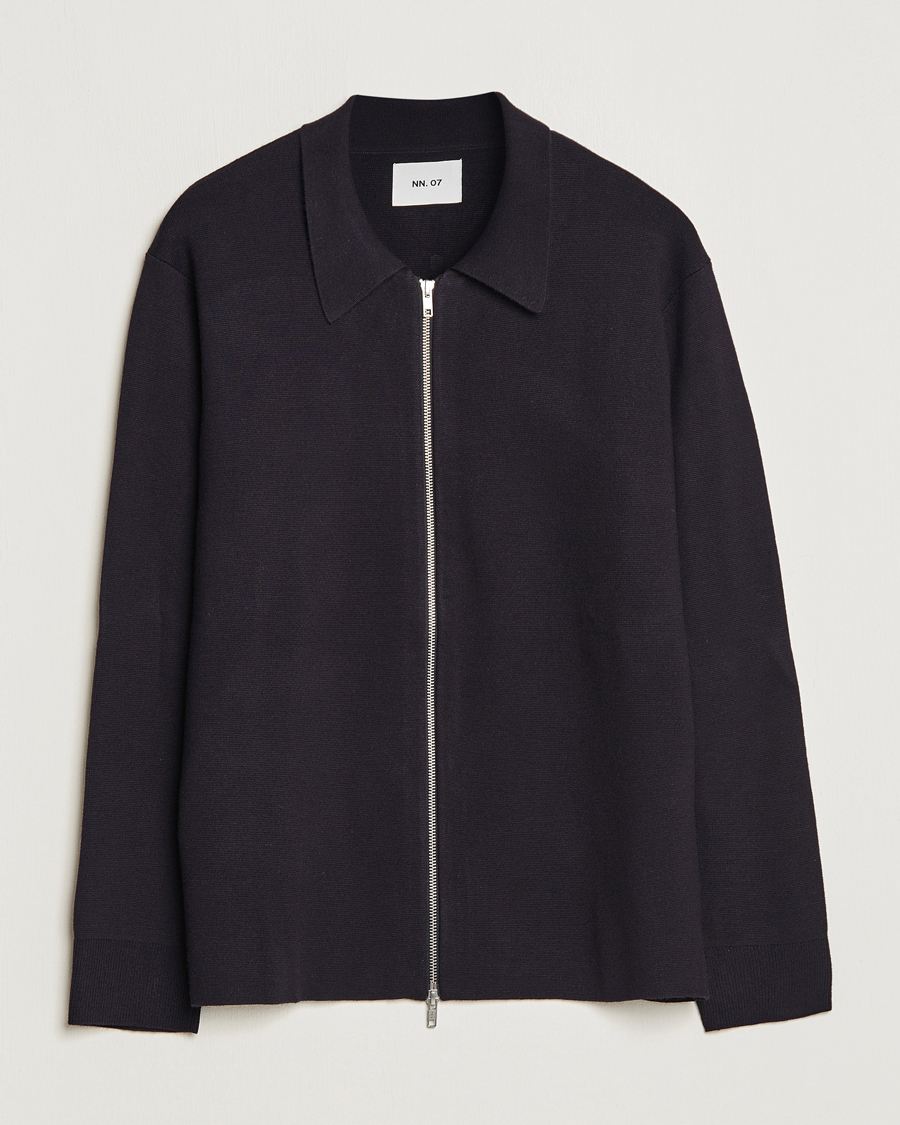 Herre |  | NN07 | Harald Cotton/Modal Full Zip Navy Blue