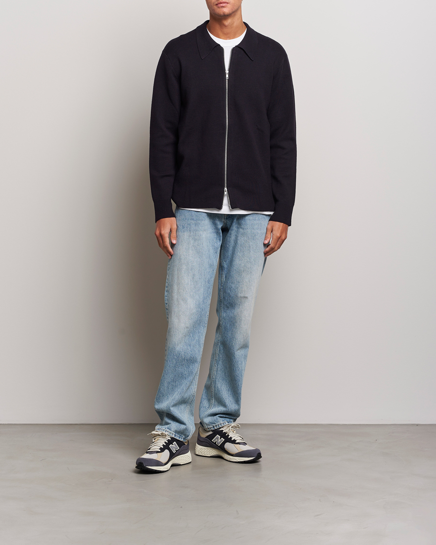 Herre | Trøjer | NN07 | Harald Cotton/Modal Full Zip Navy Blue