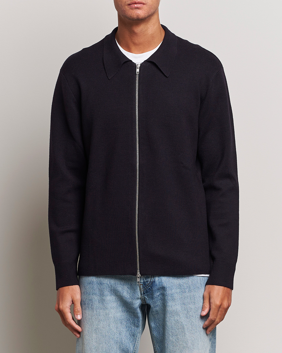 Herre | Trøjer | NN07 | Harald Cotton/Modal Full Zip Navy Blue