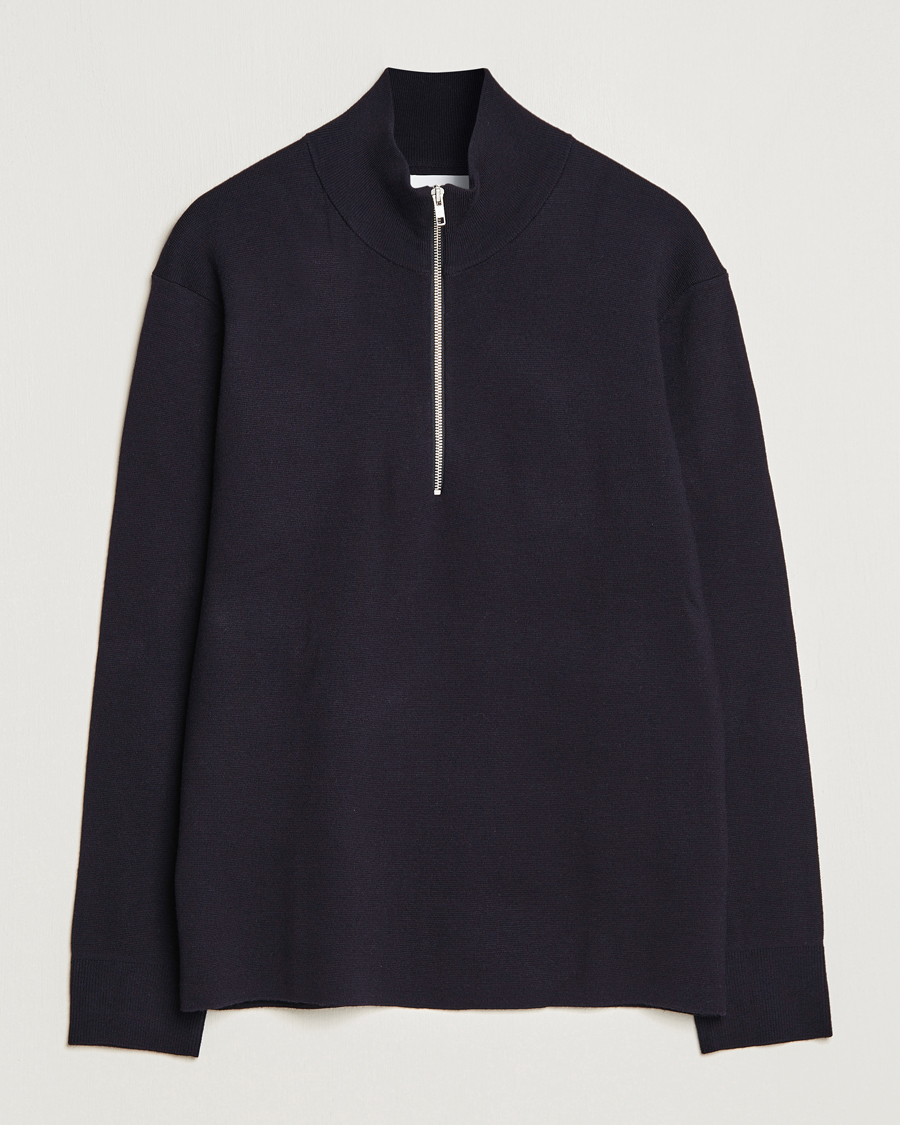 Herre | Trøjer | NN07 | Harald Cotton/Modal Half Zip Navy Blue