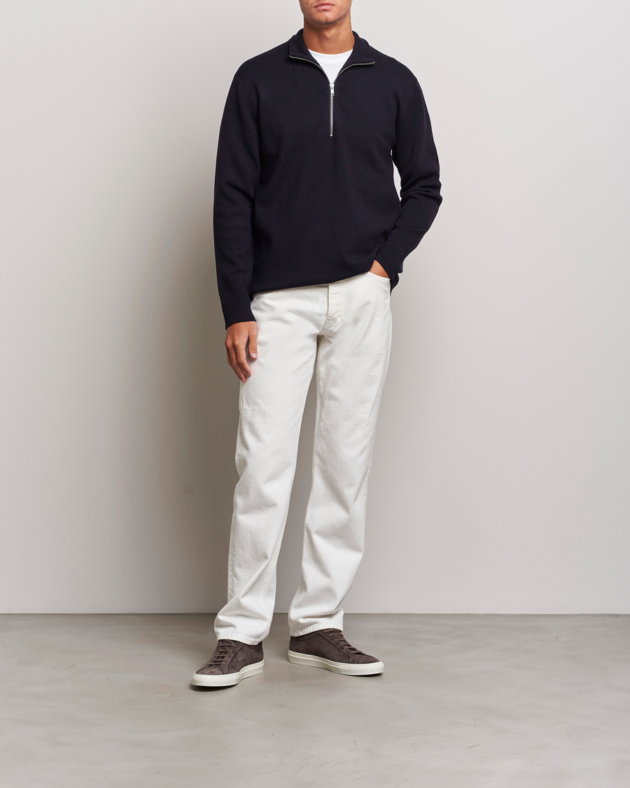 Herre | Trøjer | NN07 | Harald Cotton/Modal Half Zip Navy Blue