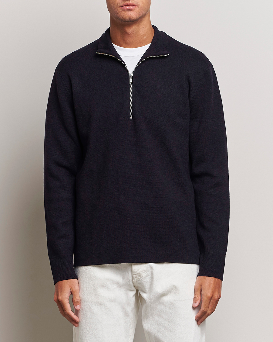 Herre | Trøjer | NN07 | Harald Cotton/Modal Half Zip Navy Blue