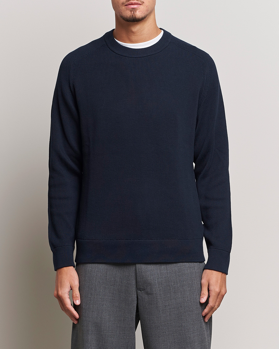 Herre |  | NN07 | Kevin Cotton Knitted Sweater Navy Blue