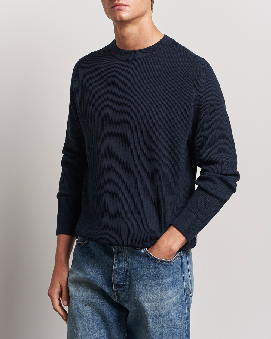 Herr | Tröjor | NN07 | Kevin Cotton Knitted Sweater Navy Blue