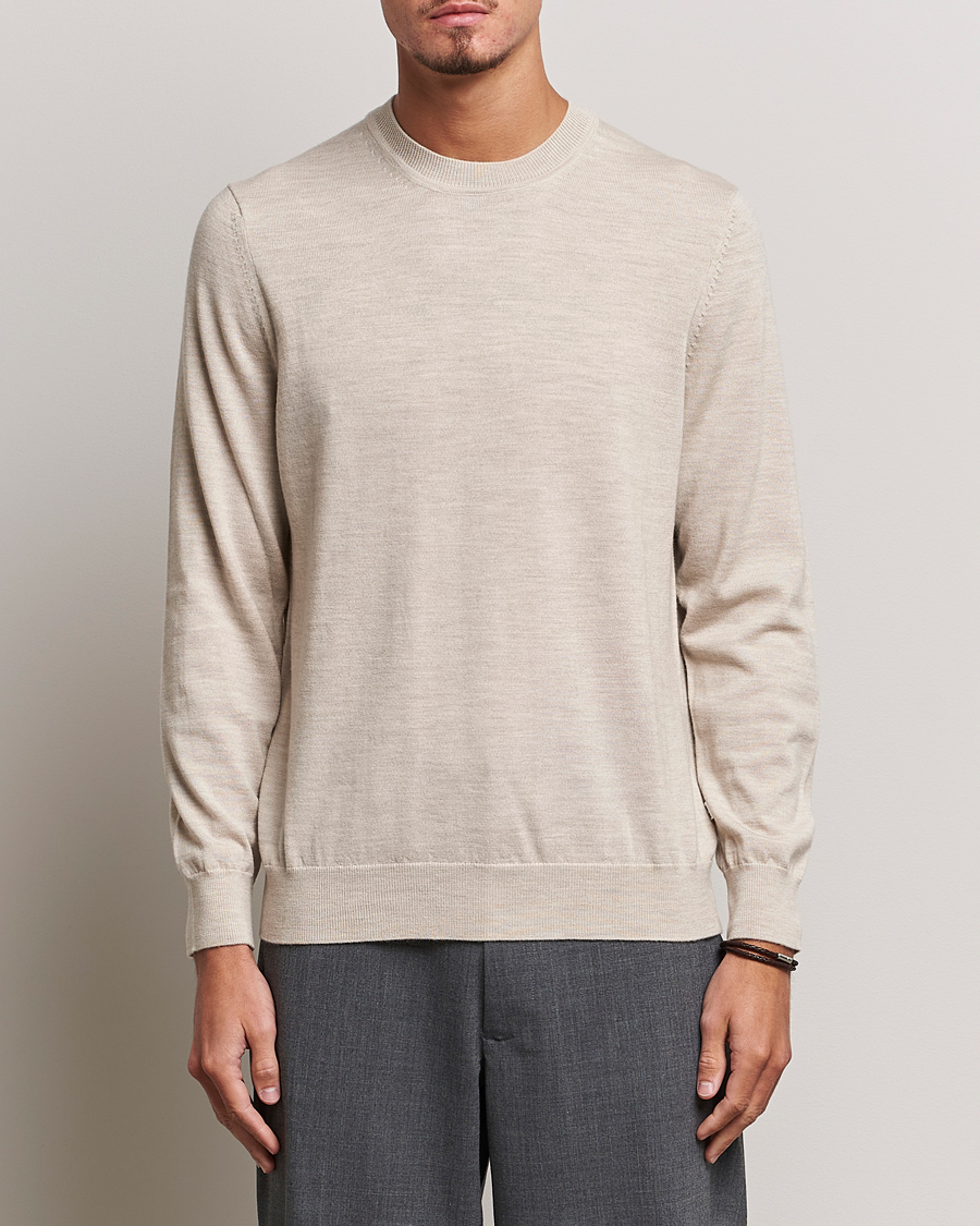 Herre | Trøjer | NN07 | Ted Merino Crew Neck Pullover Light Khaki Melange