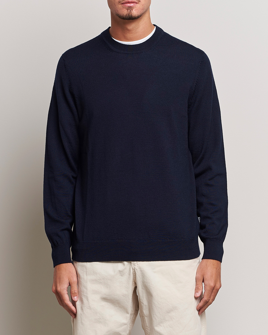 Herr | Tröjor | NN07 | Ted Merino Crew Neck Pullover Navy Blue