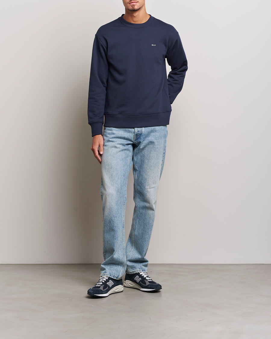 Herre | Trøjer | NN07 | Briggs Logo Crew Neck Sweatshirt Navy Blue