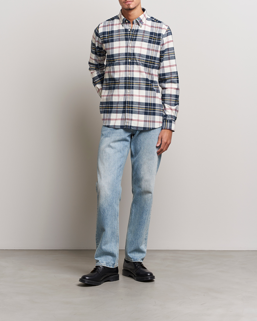 Herre | Skjorter | Barbour Lifestyle | Ronan Flannel Check Shirt Ecru