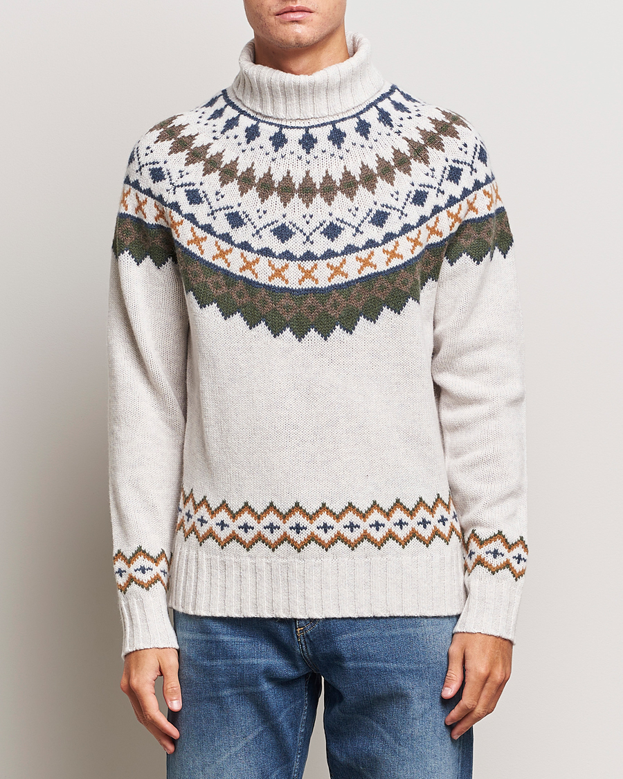 Herre | Rullekravetrøjer | Barbour Lifestyle | Roose Fairisle Rollneck Whisper White