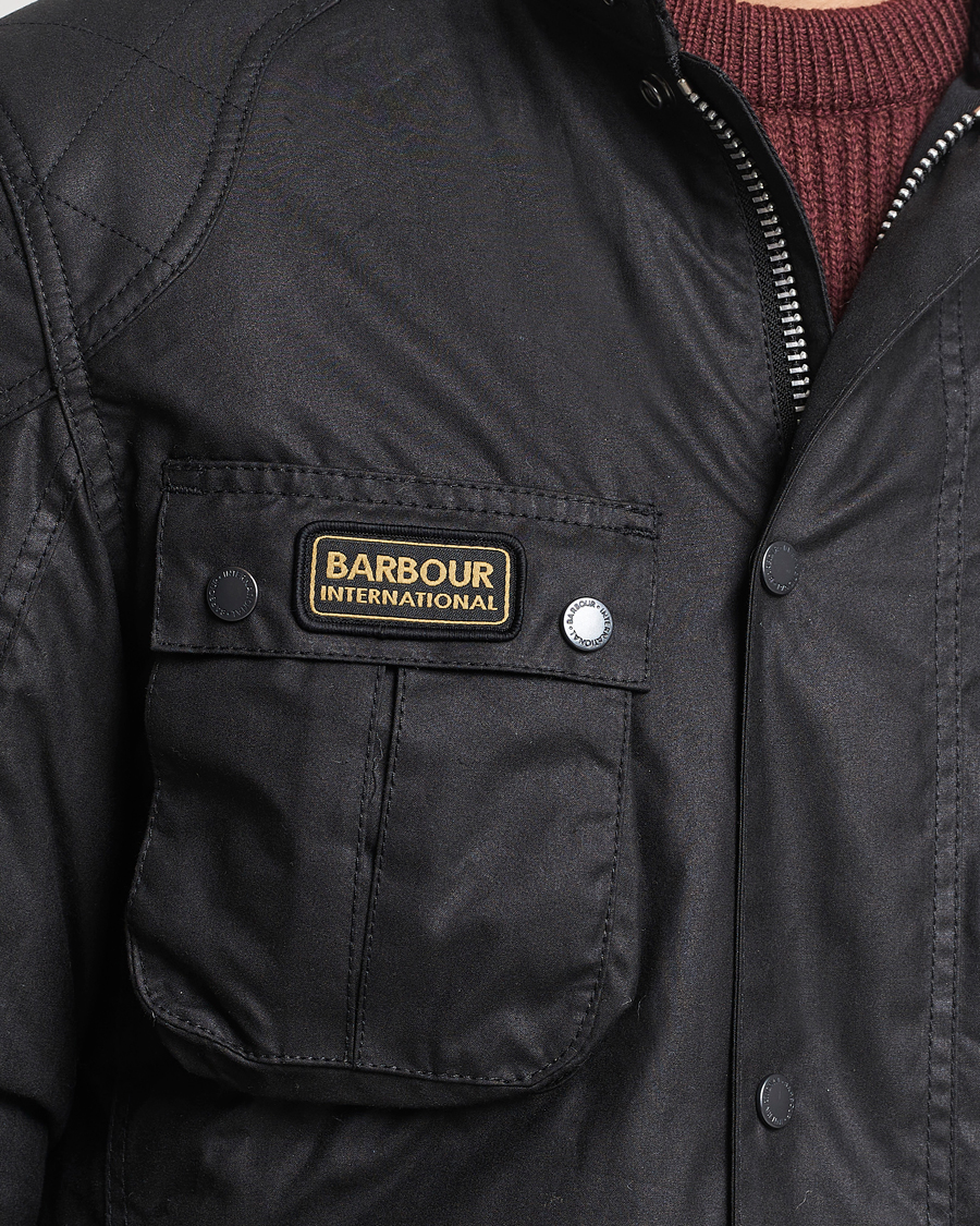 BARBOUR INTERNATIONAL WINTER LOCKSEAM WAX BLACK JACKET in 2023