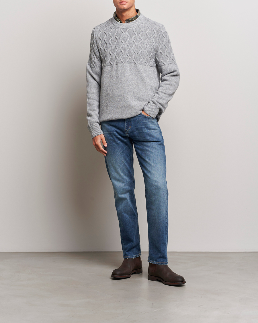 Herre | Trøjer | Barbour International | Knitted Cable Crewneck Grey Marl