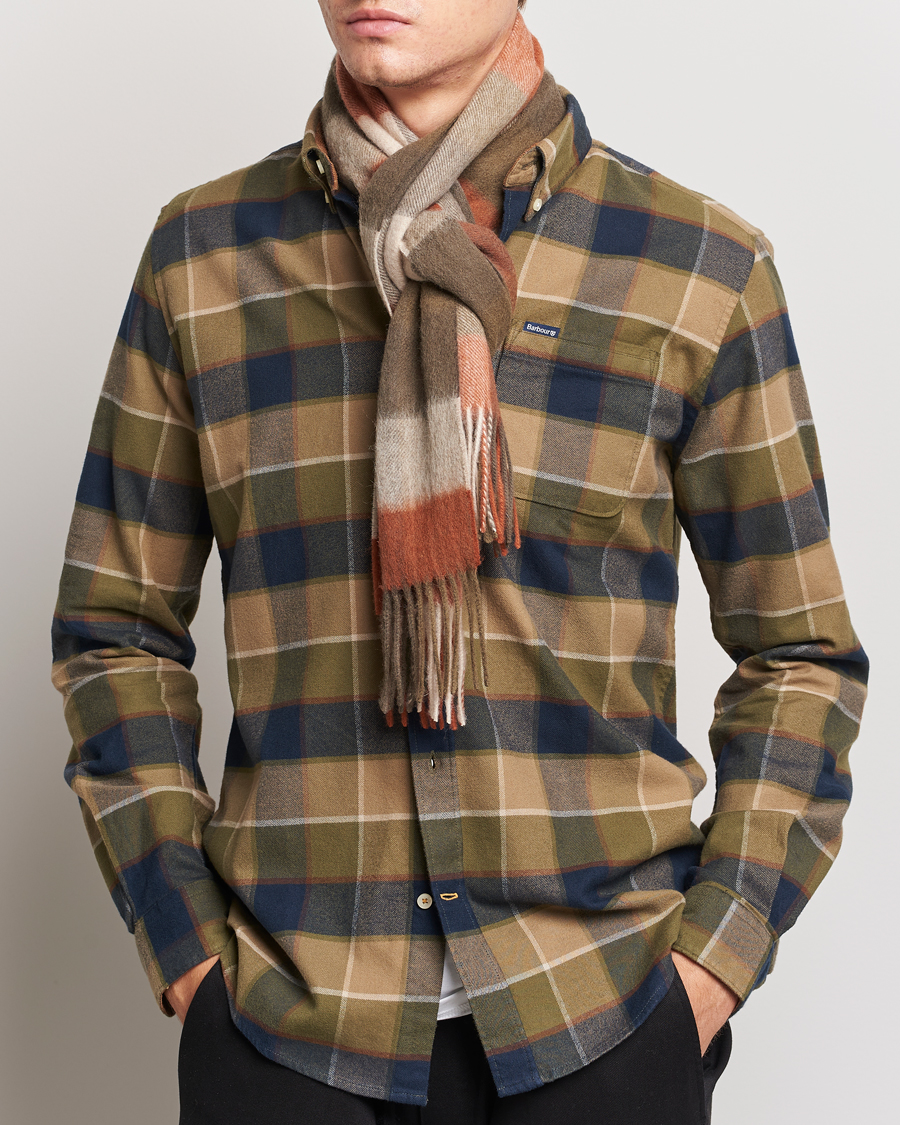 Herre |  | Barbour Lifestyle | Large Tattersall Lambswool Scarf Warm Ginger