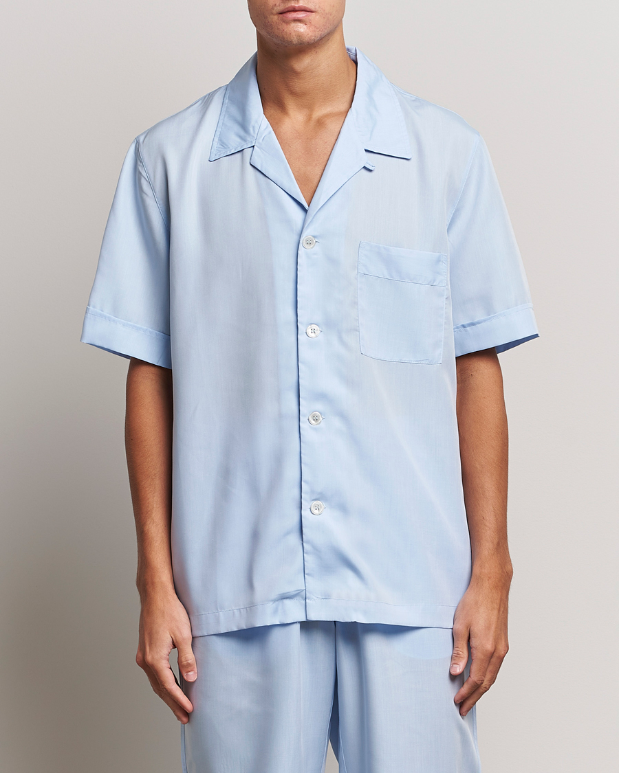 Herre | Nattøj | CDLP | Short Sleeve Pyjama Shirt Sky Blue