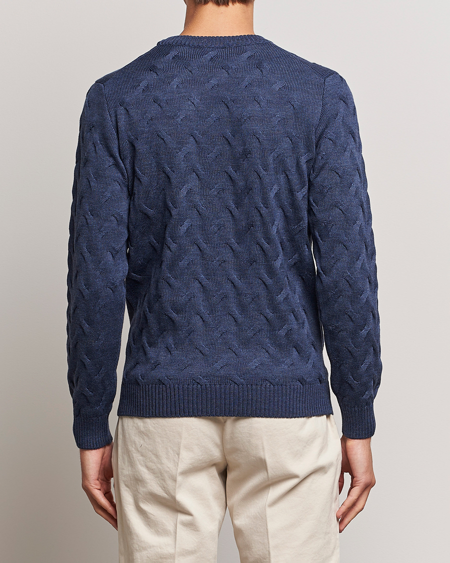 Herre | Trøjer | Stenströms | Heavy Cable Merino Crew Neck Blue