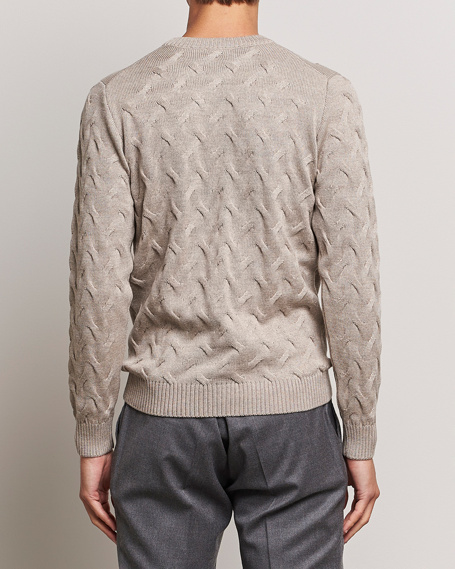 Herre | Trøjer | Stenströms | Heavy Cable Merino Crew Neck Beige