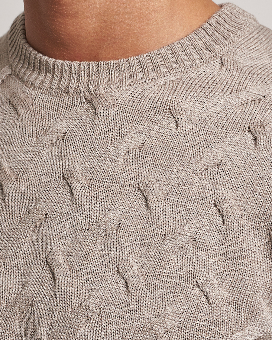 Herre | Trøjer | Stenströms | Heavy Cable Merino Crew Neck Beige