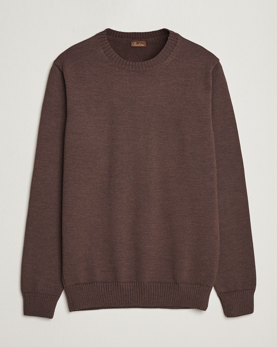 Herre | Trøjer | Stenströms | Chunky Merino Crew Neck Brown