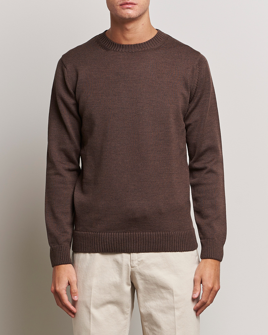 Herre | Trøjer | Stenströms | Chunky Merino Crew Neck Brown