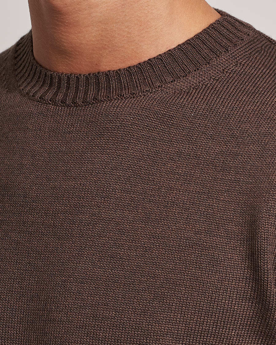Herre | Trøjer | Stenströms | Chunky Merino Crew Neck Brown