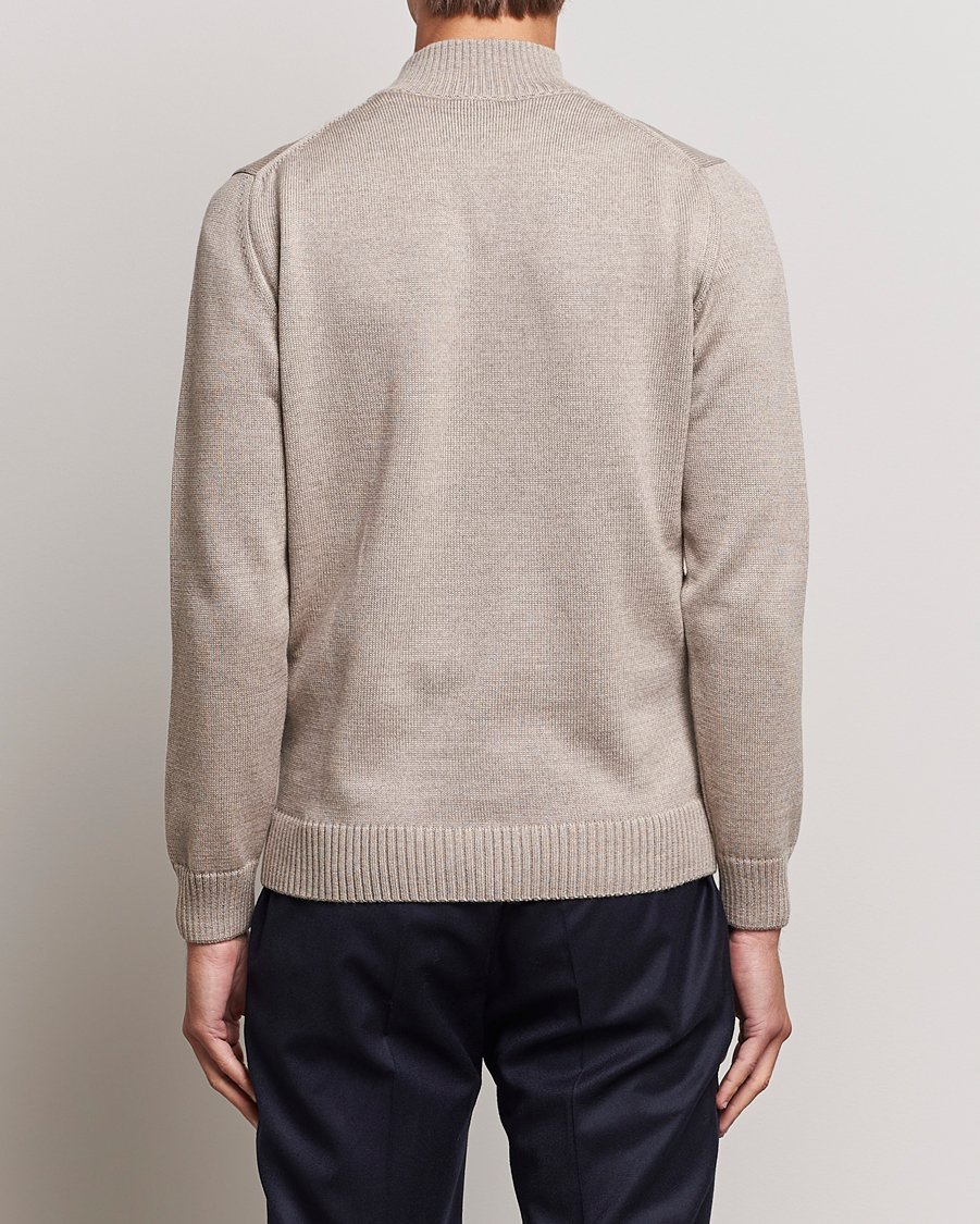 Herre | Trøjer | Stenströms | Chunky Merino Full Zip Cardigan Beige