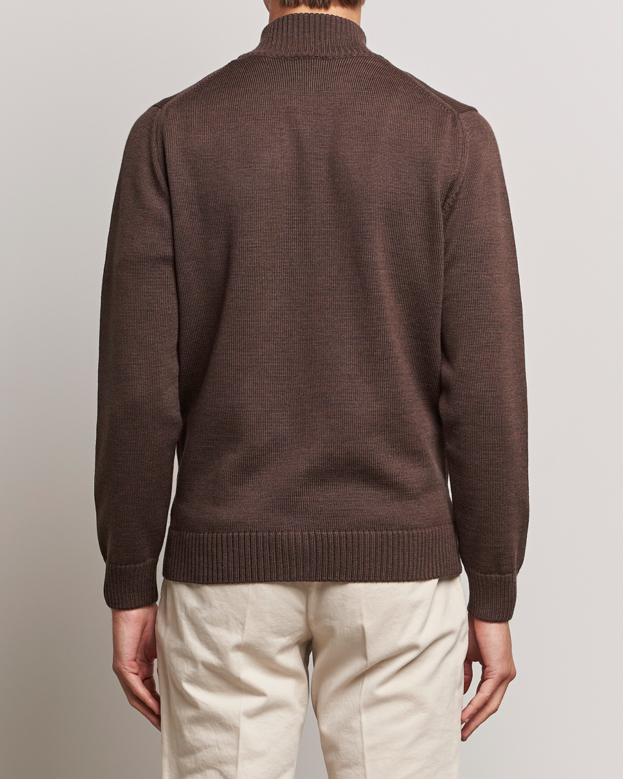 Herre | Trøjer | Stenströms | Chunky Merino Full Zip Cardigan Brown