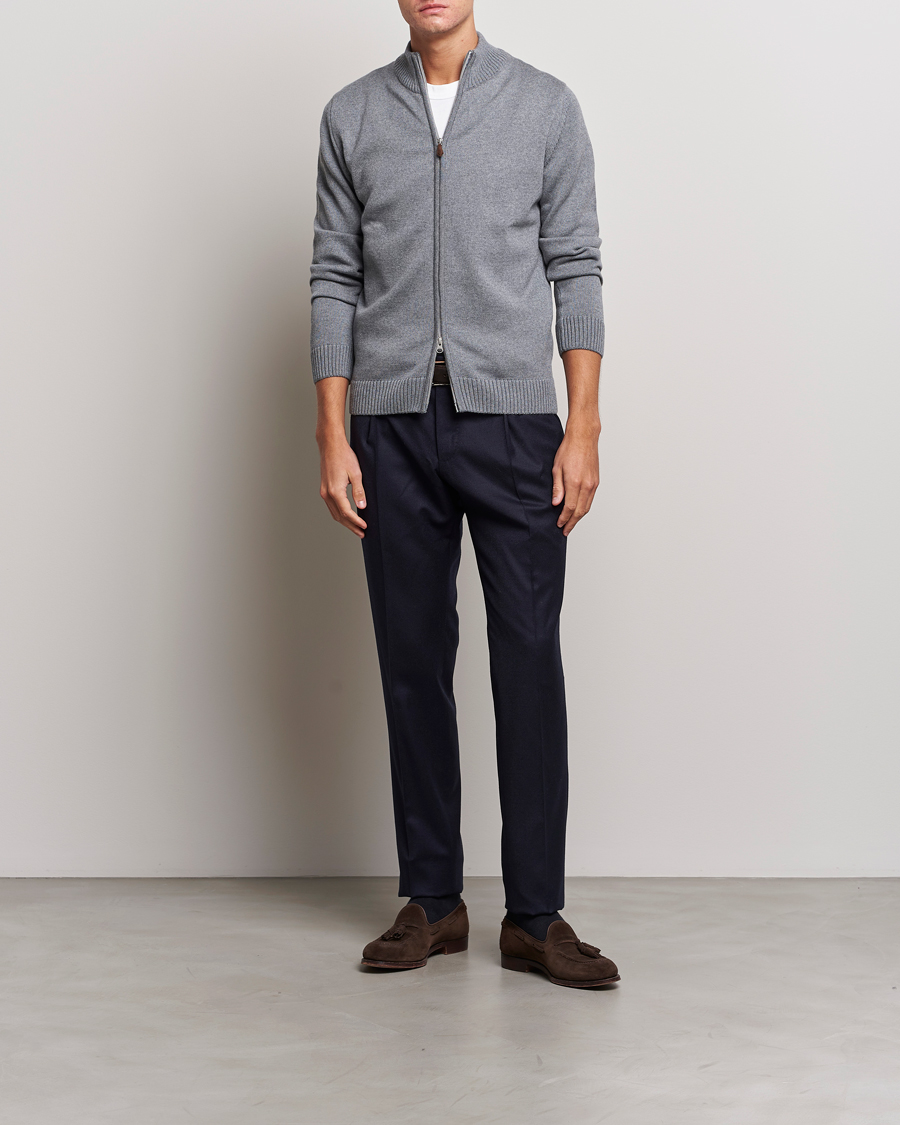 Herre | Trøjer | Stenströms | Chunky Merino Full Zip Cardigan Grey