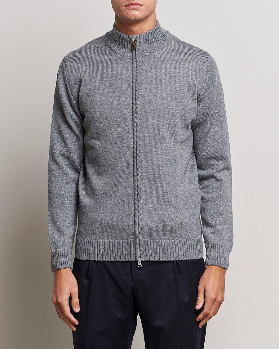 Herre |  | Stenströms | Chunky Merino Full Zip Cardigan Grey