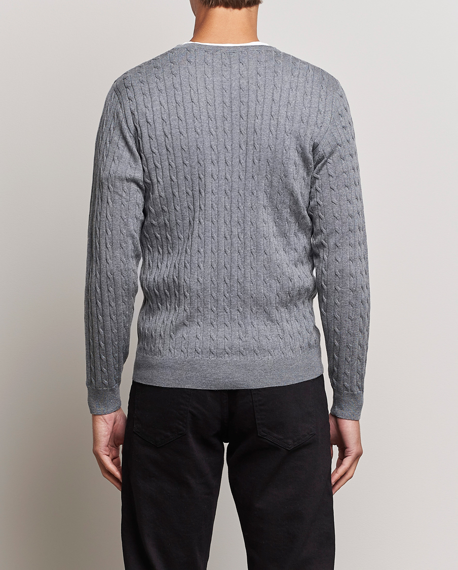 Herre | Trøjer | Stenströms | Merino Cable Crew Neck Grey