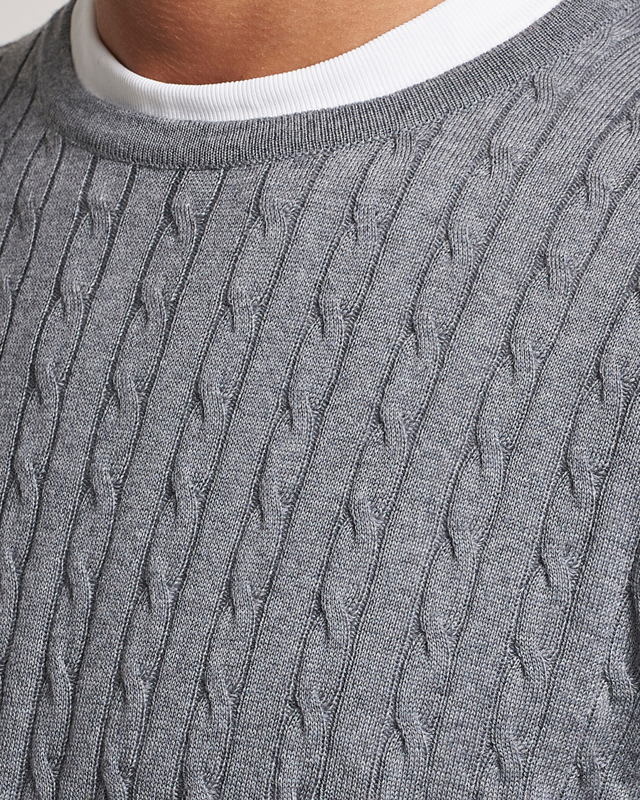 Herre | Trøjer | Stenströms | Merino Cable Crew Neck Grey