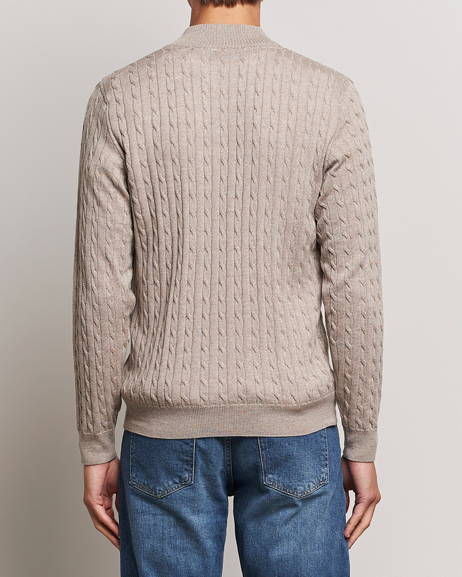 Herre | Trøjer | Stenströms | Merino Cable Half Zip Beige