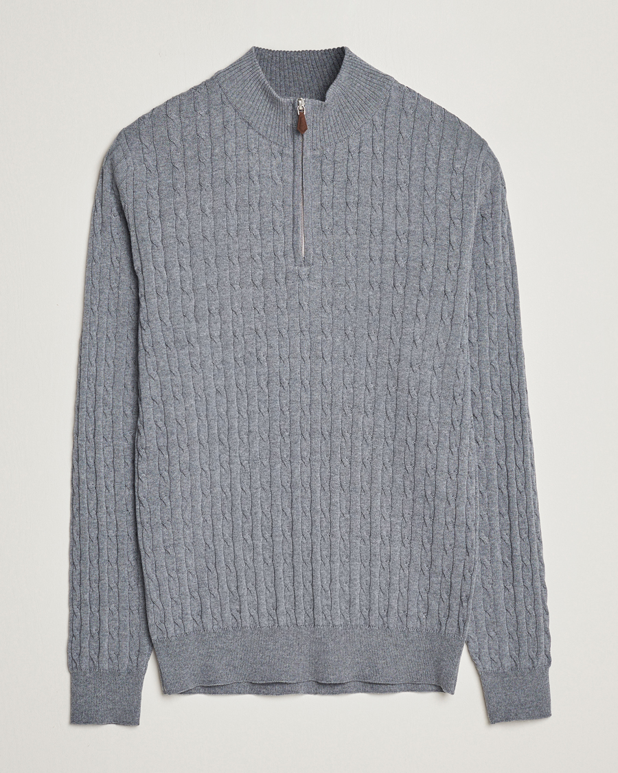 Herre | Trøjer | Stenströms | Merino Cable Half Zip Grey