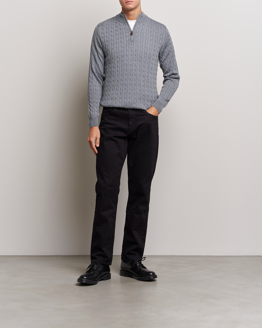 Herre | Trøjer | Stenströms | Merino Cable Half Zip Grey