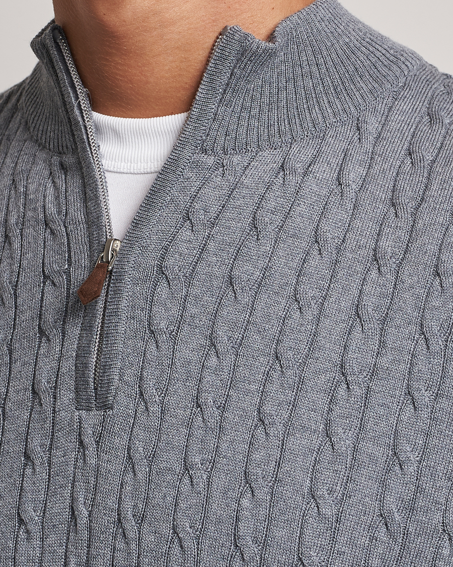 Herre | Trøjer | Stenströms | Merino Cable Half Zip Grey