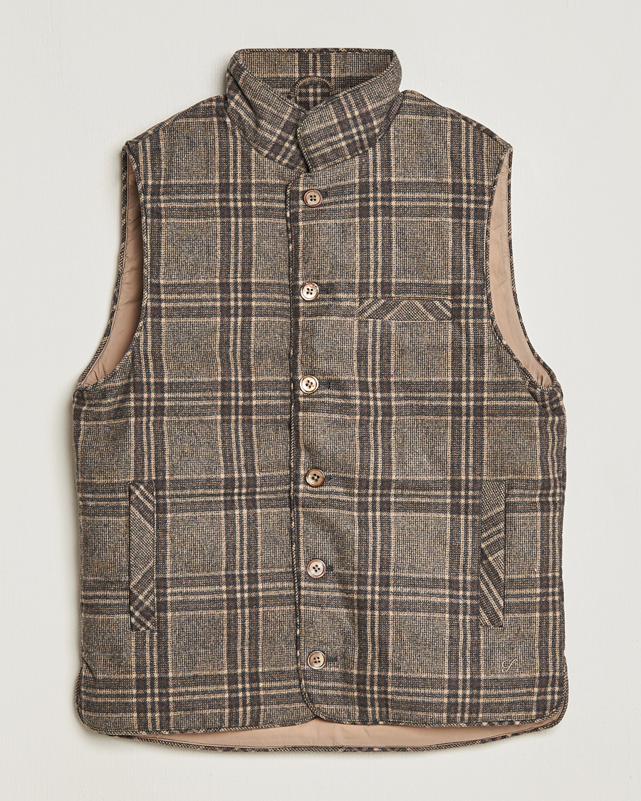 Herre | Jakker | Stenströms | Checked Wool Flannel Vest Brown