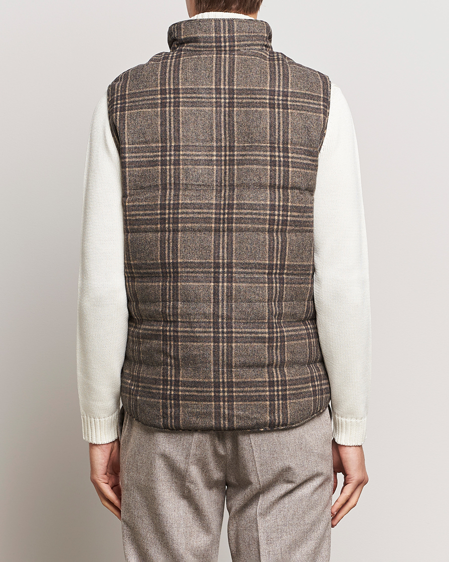 Herre | Jakker | Stenströms | Checked Wool Flannel Vest Brown