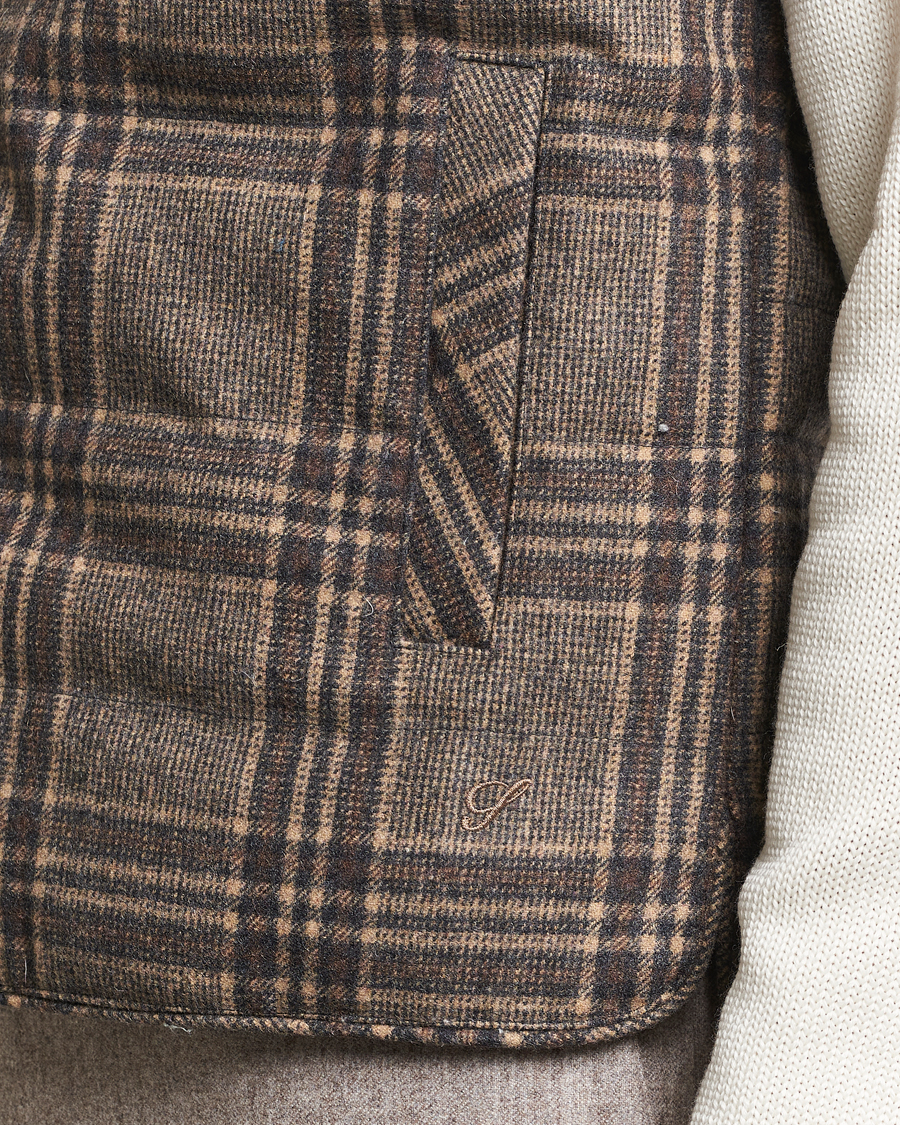 Herre | Jakker | Stenströms | Checked Wool Flannel Vest Brown