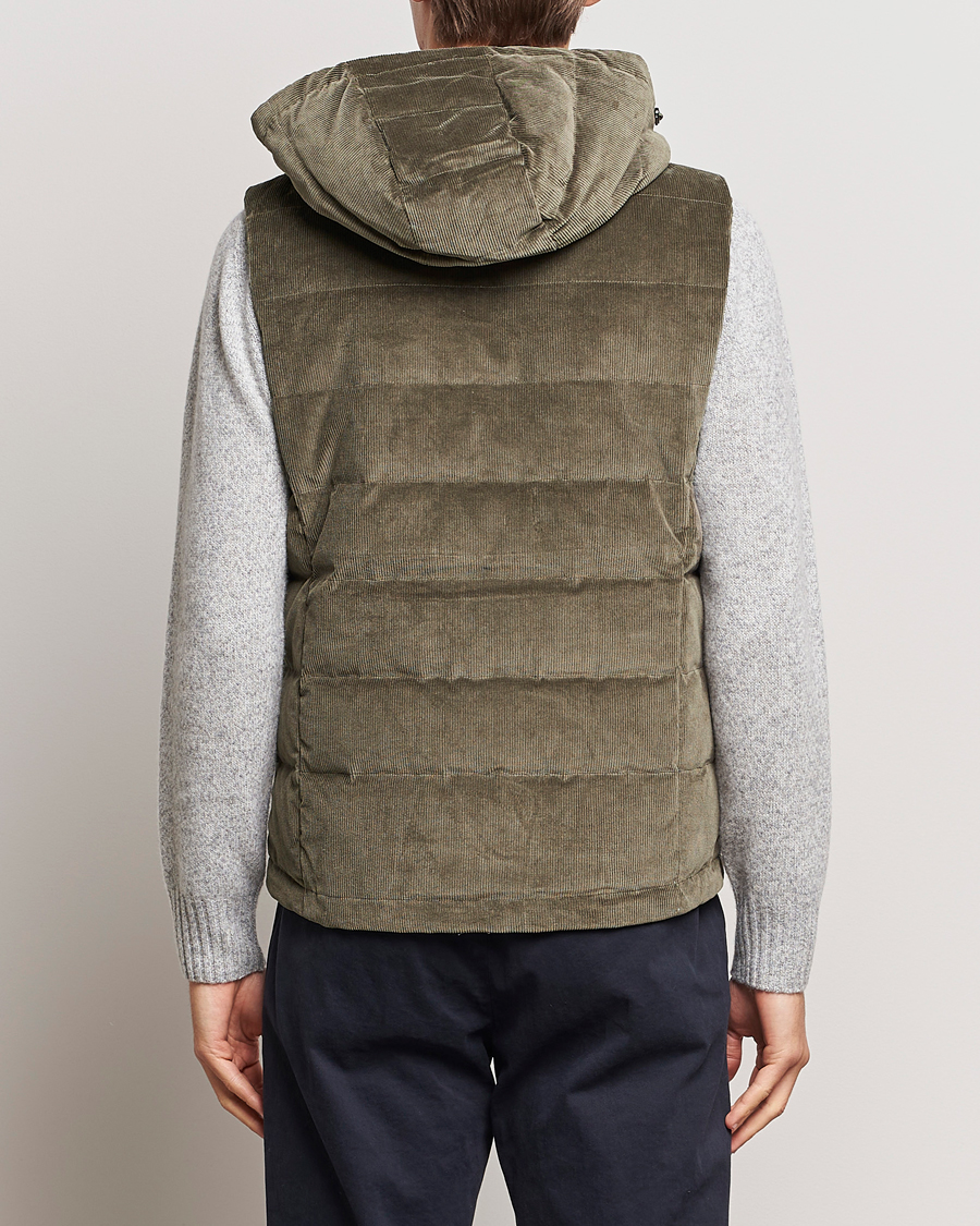 Herre | Jakker | Stenströms | Hooded Corduroy Vest Brown