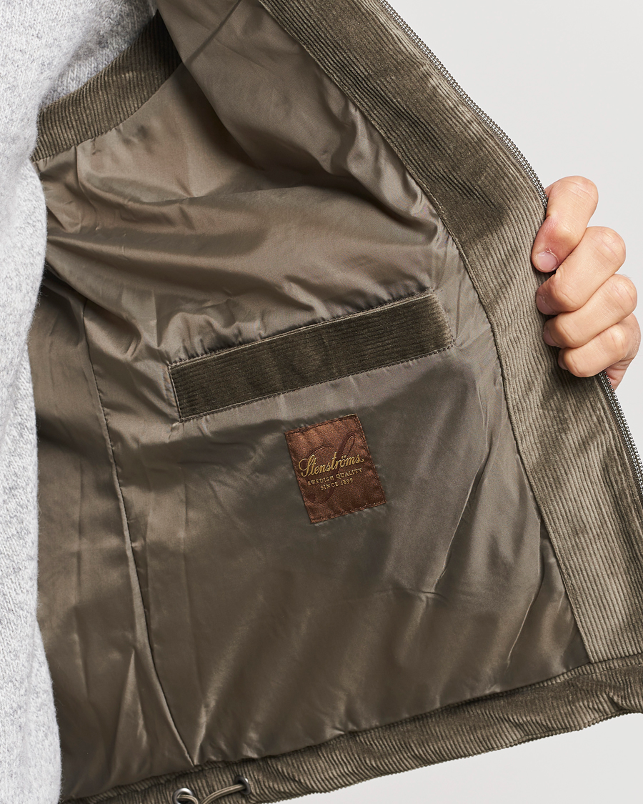 Herre | Jakker | Stenströms | Hooded Corduroy Vest Brown